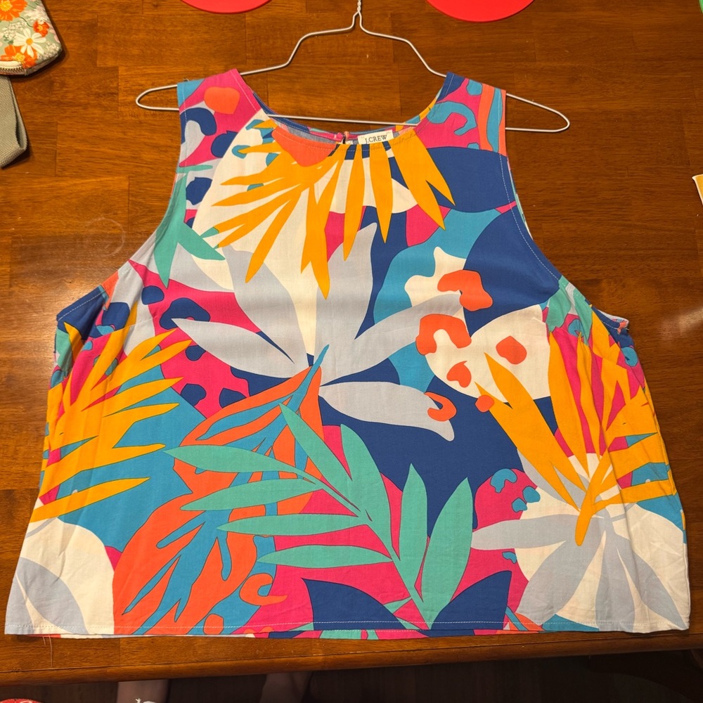 Jcrew Blue and Orange Boxy Sleeveless Tank Top